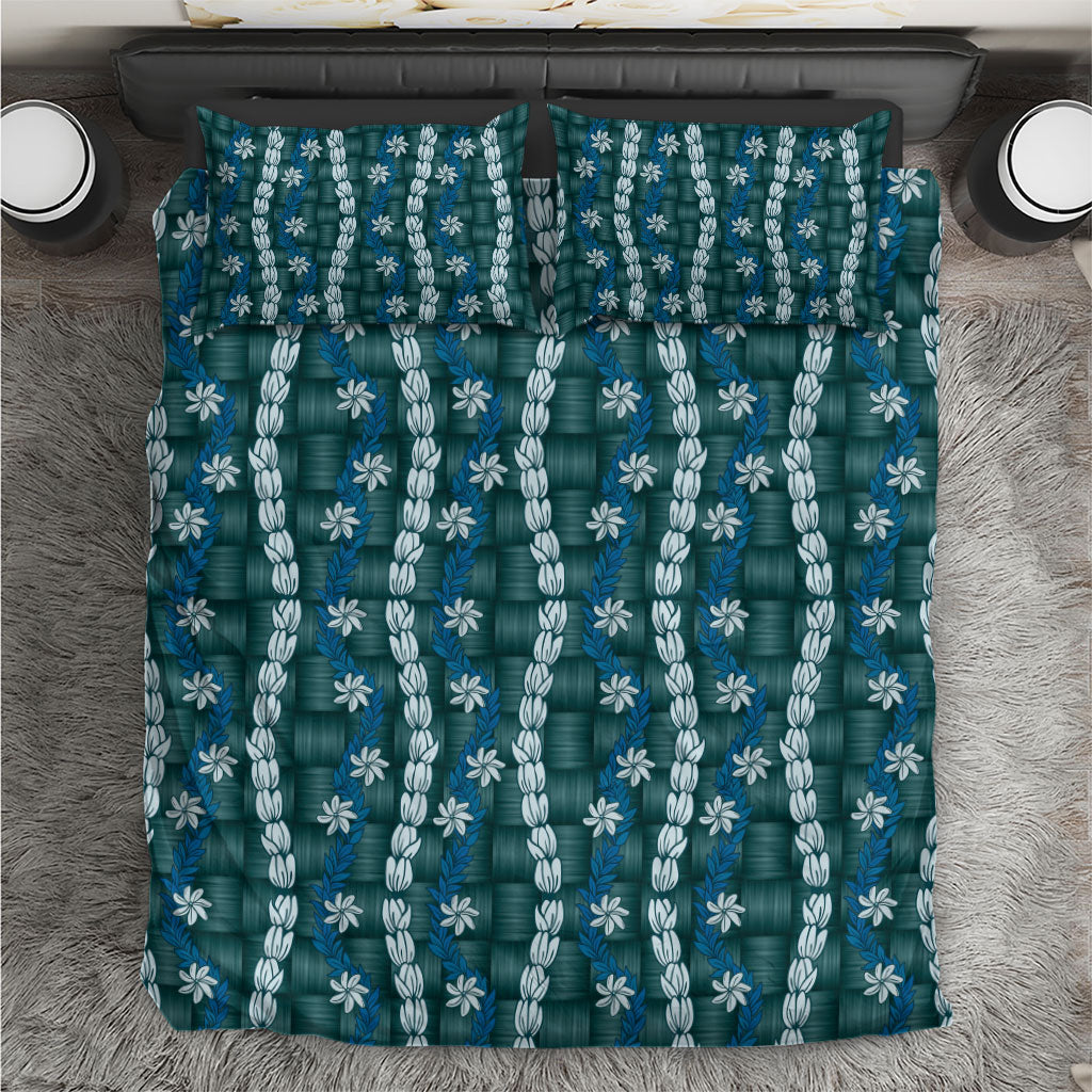Pikake Maile Tiare Lei Bedding Set Polu Lauhala Pattern