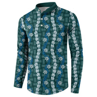 Pikake Maile Tiare Lei Button Sweatshirt Polu Lauhala Pattern