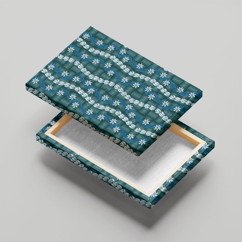 Pikake Maile Tiare Lei Canvas Wall Art Polu Lauhala Pattern