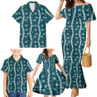 Pikake Maile Tiare Lei Family Matching Mermaid Dress and Hawaiian Shirt Polu Lauhala Pattern
