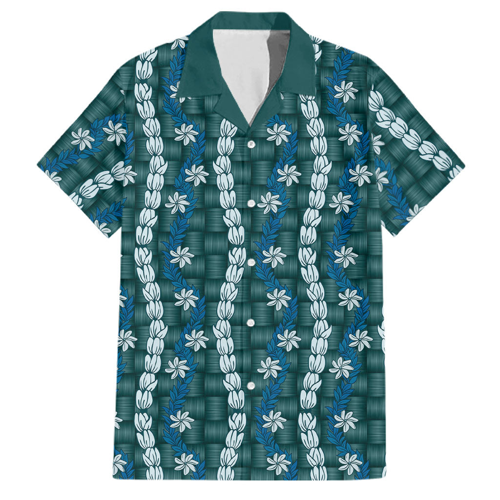 Pikake Maile Tiare Lei Family Matching Summer Maxi Dress and Hawaiian Shirt Polu Lauhala Pattern