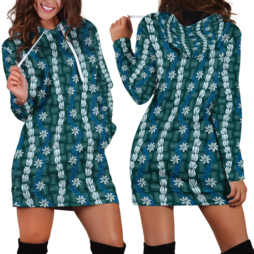 Pikake Maile Tiare Lei Hoodie Dress Polu Lauhala Pattern
