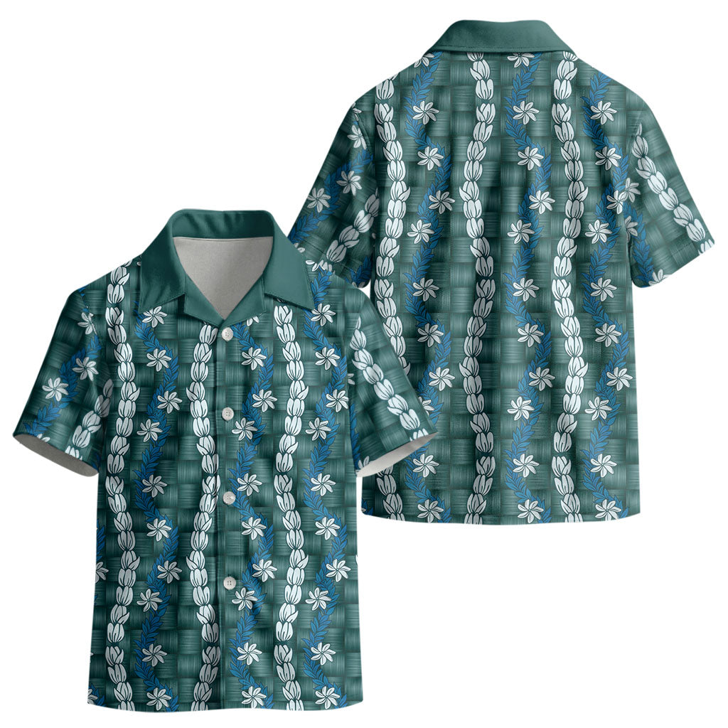 Pikake Maile Tiare Lei Kid Hawaiian Shirt Polu Lauhala Pattern LT01 - Polynesian Pride