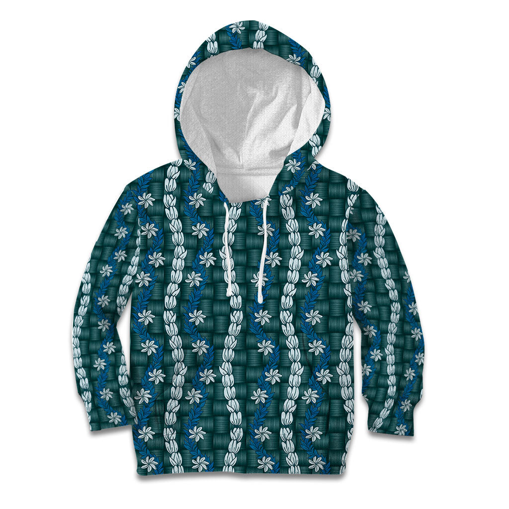 Pikake Maile Tiare Lei Kid Hoodie Polu Lauhala Pattern LT01 Hoodie Blue - Polynesian Pride