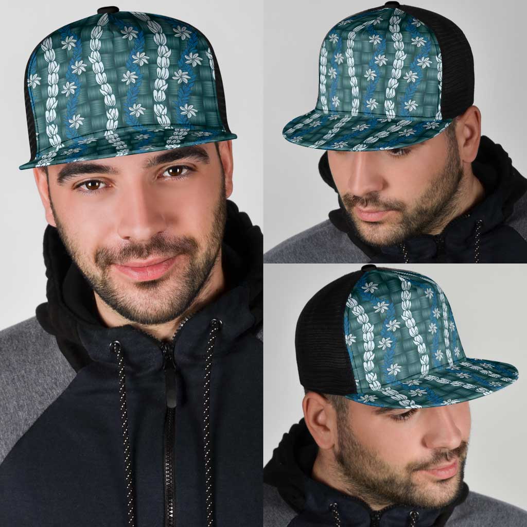 Pikake Maile Tiare Lei Mesh Trucker Cap Polu Lauhala Pattern