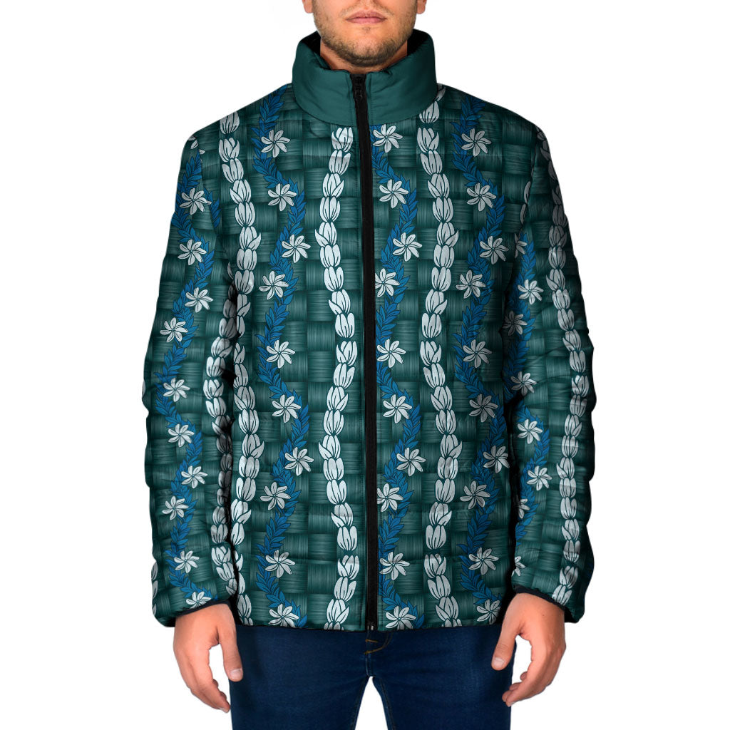 Pikake Maile Tiare Lei Padded Jacket Polu Lauhala Pattern
