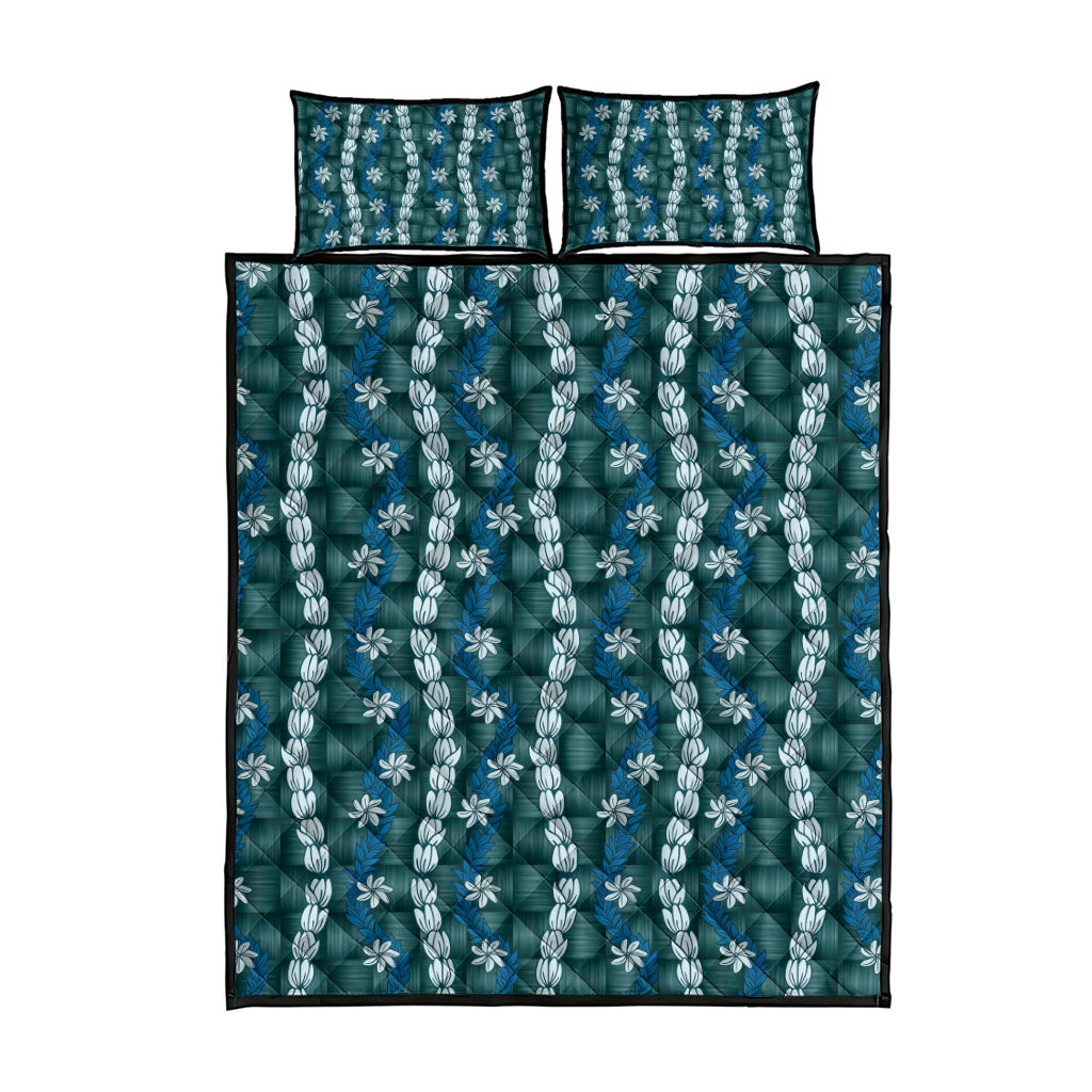 Pikake Maile Tiare Lei Quilt Bed Set Polu Lauhala Pattern