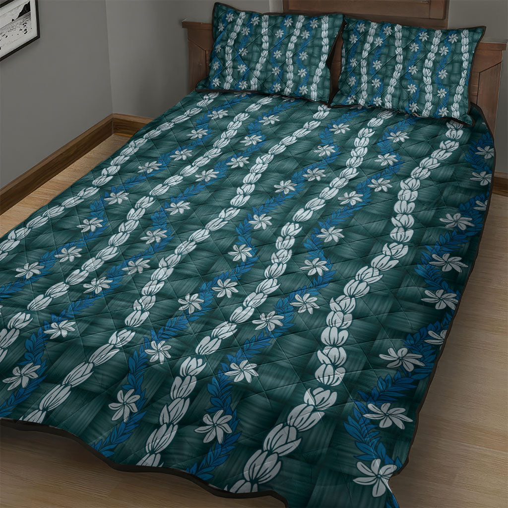 Pikake Maile Tiare Lei Quilt Bed Set Polu Lauhala Pattern