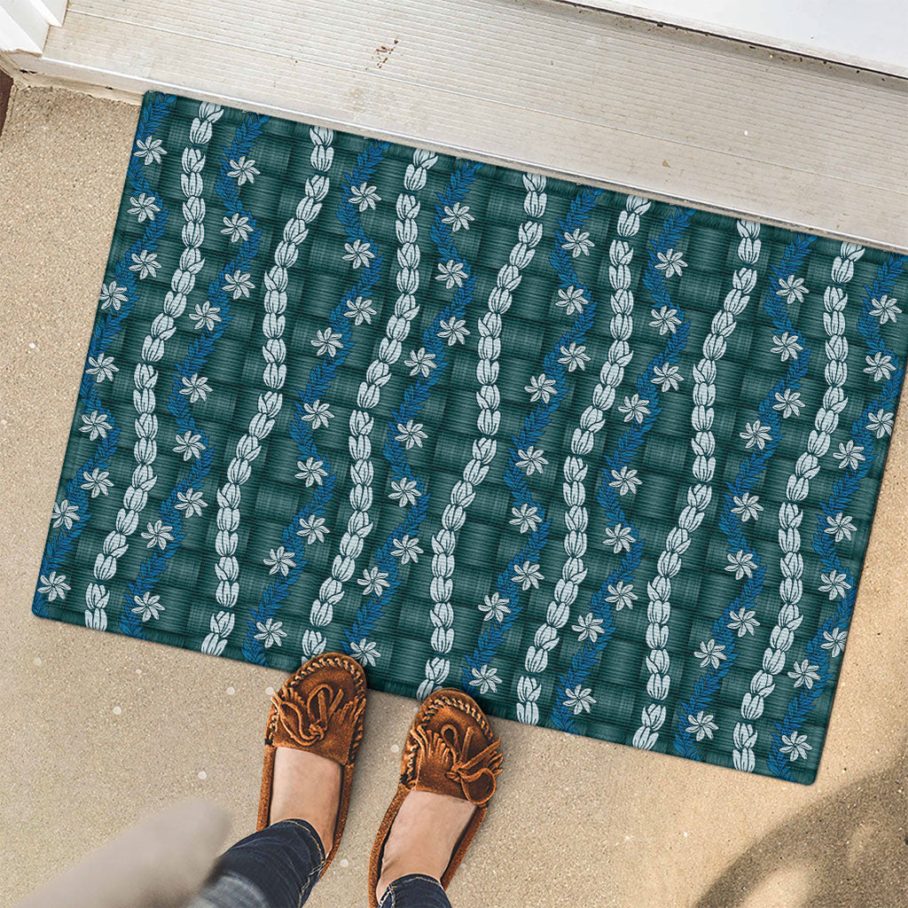 Pikake Maile Tiare Lei Rubber Doormat Polu Lauhala Pattern