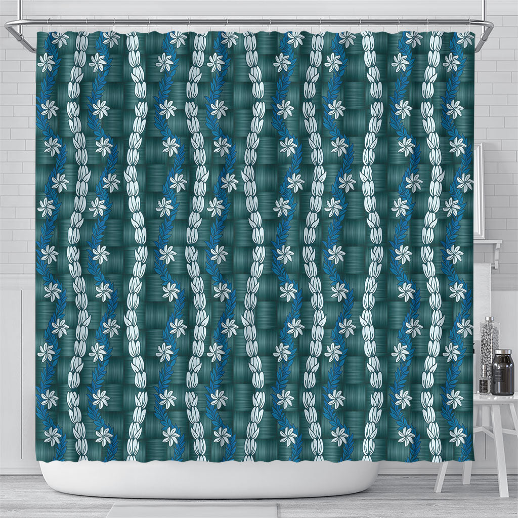 Pikake Maile Tiare Lei Shower Curtain Polu Lauhala Pattern
