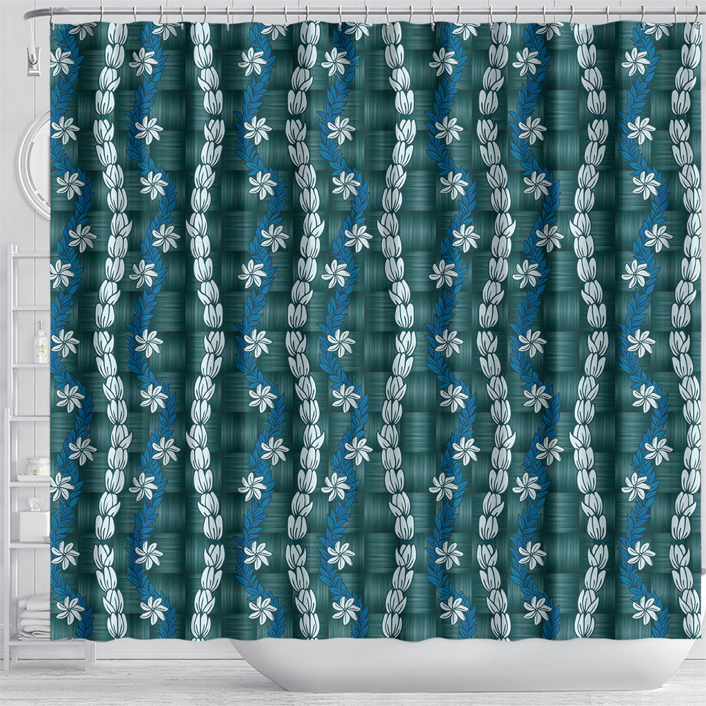 Pikake Maile Tiare Lei Shower Curtain Polu Lauhala Pattern