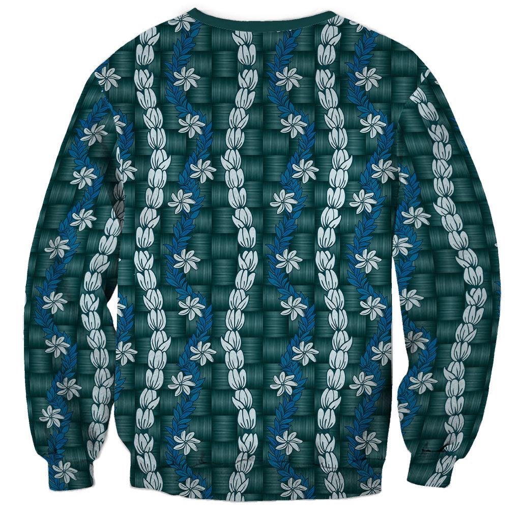 Pikake Maile Tiare Lei Sweatshirt Polu Lauhala Pattern
