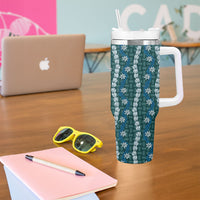 Pikake Maile Tiare Lei Tumbler With Handle Polu Lauhala Pattern