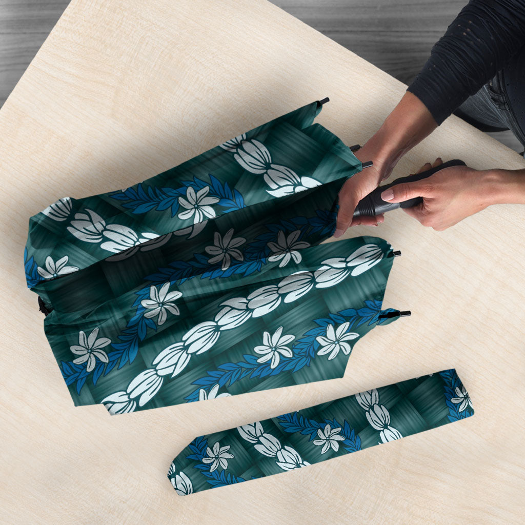 Pikake Maile Tiare Lei Umbrella Polu Lauhala Pattern