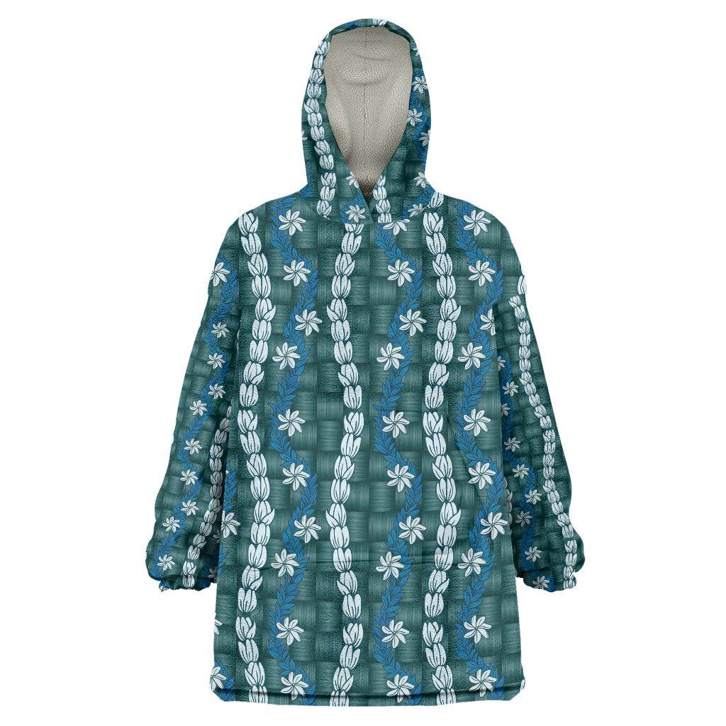 Pikake Maile Tiare Lei Wearable Blanket Hoodie Polu Lauhala Pattern