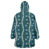 Pikake Maile Tiare Lei Wearable Blanket Hoodie Polu Lauhala Pattern