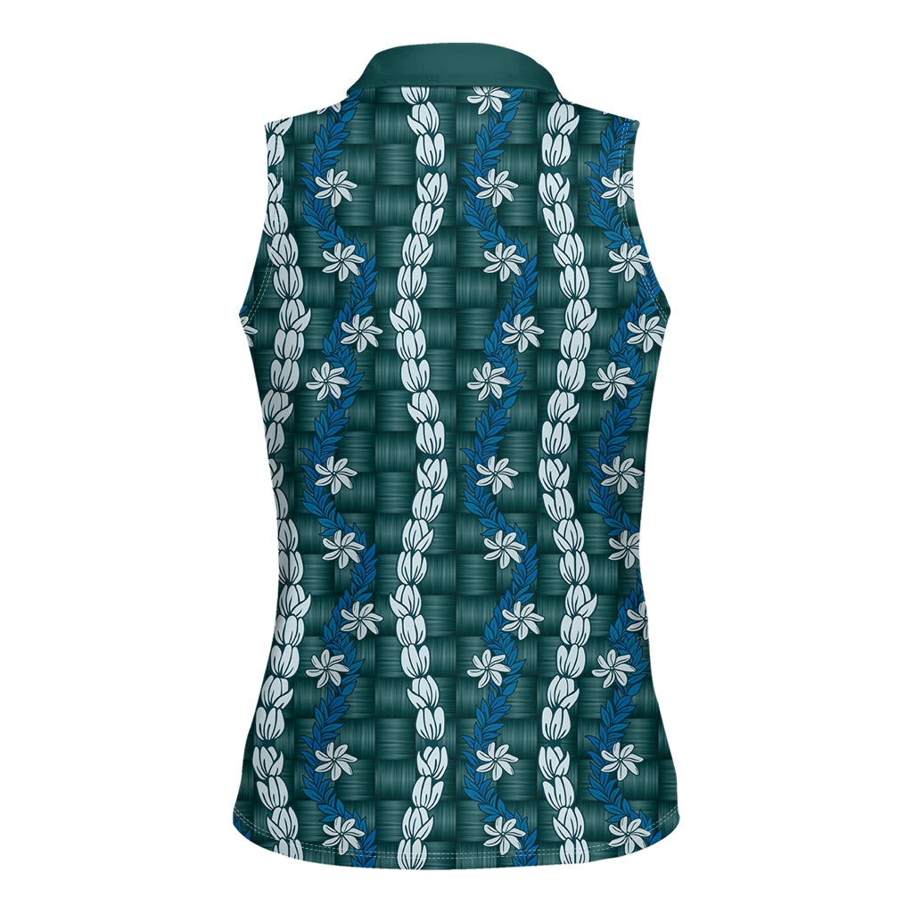 Pikake Maile Tiare Lei Women Sleeveless Polo Shirt Polu Lauhala Pattern