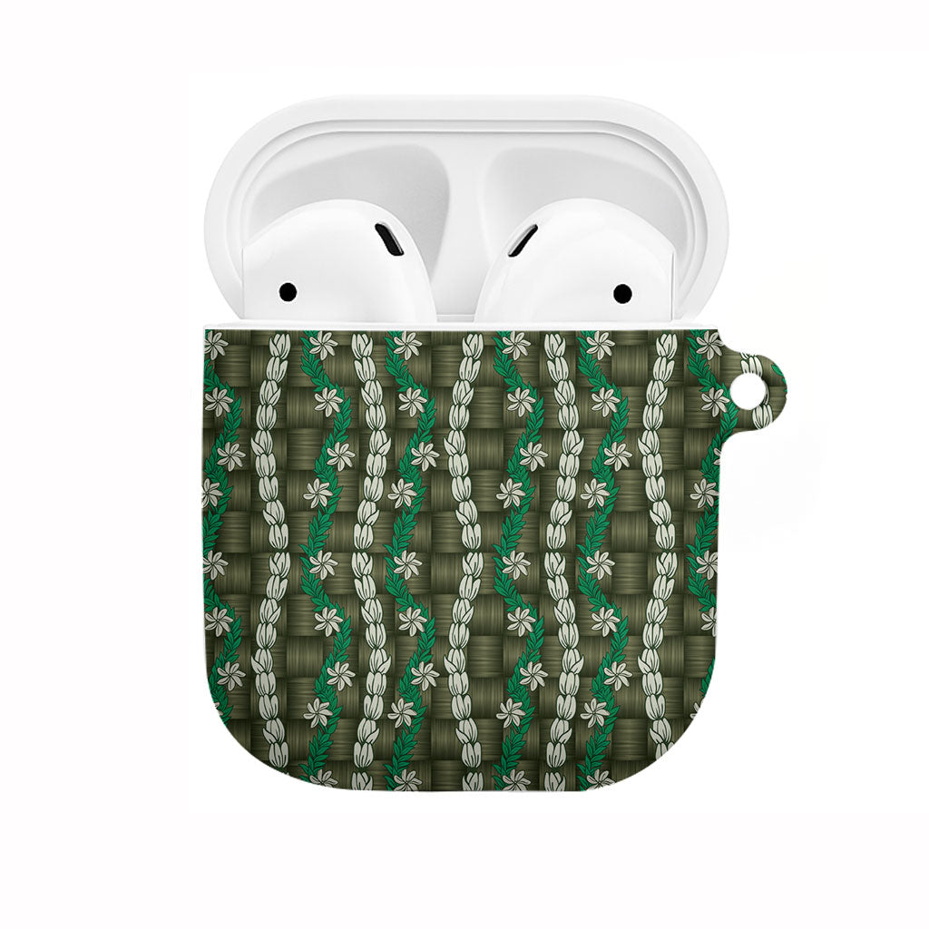 Pikake Maile Tiare Lei AirPods Case Omaomao Lauhala Pattern