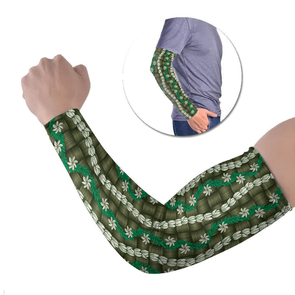 Pikake Maile Tiare Lei Arm Sleeves Omaomao Lauhala Pattern
