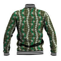 Pikake Maile Tiare Lei Baseball Jacket Omaomao Lauhala Pattern