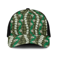 Pikake Maile Tiare Lei Baseball Net Cap Omaomao Lauhala Pattern