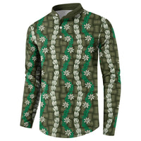 Pikake Maile Tiare Lei Button Sweatshirt Omaomao Lauhala Pattern