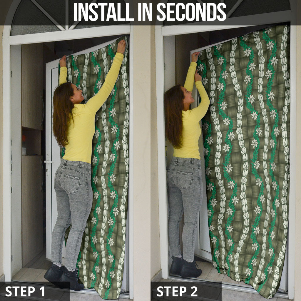 Pikake Maile Tiare Lei Door Cover Omaomao Lauhala Pattern