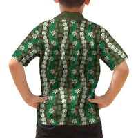 Pikake Maile Tiare Lei Family Matching Long Sleeve Bodycon Dress and Hawaiian Shirt Omaomao Lauhala Pattern