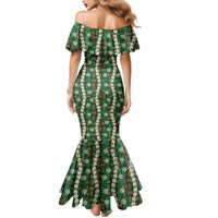 Pikake Maile Tiare Lei Family Matching Mermaid Dress and Hawaiian Shirt Omaomao Lauhala Pattern