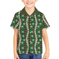 Pikake Maile Tiare Lei Family Matching Mermaid Dress and Hawaiian Shirt Omaomao Lauhala Pattern
