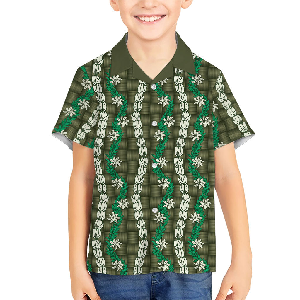 Pikake Maile Tiare Lei Family Matching Puletasi and Hawaiian Shirt Omaomao Lauhala Pattern
