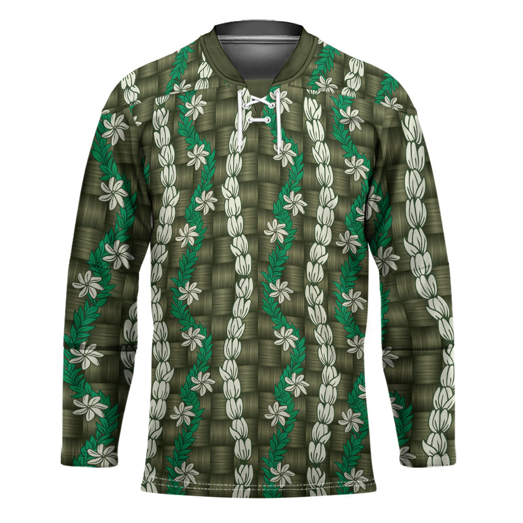 Pikake Maile Tiare Lei Hockey Jersey Omaomao Lauhala Pattern