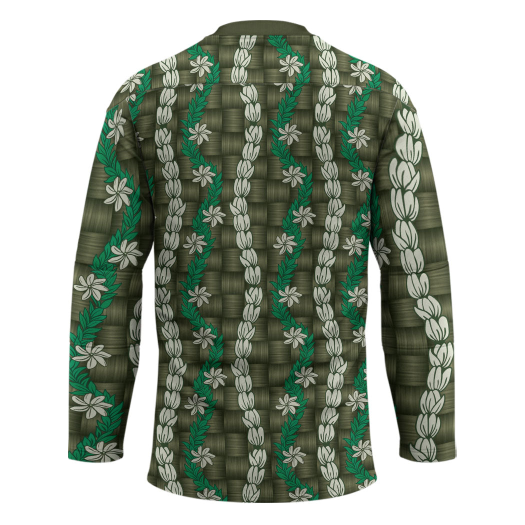 Pikake Maile Tiare Lei Hockey Jersey Omaomao Lauhala Pattern