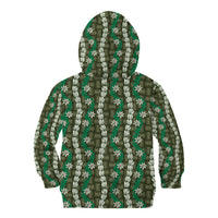 Pikake Maile Tiare Lei Kid Hoodie Omaomao Lauhala Pattern