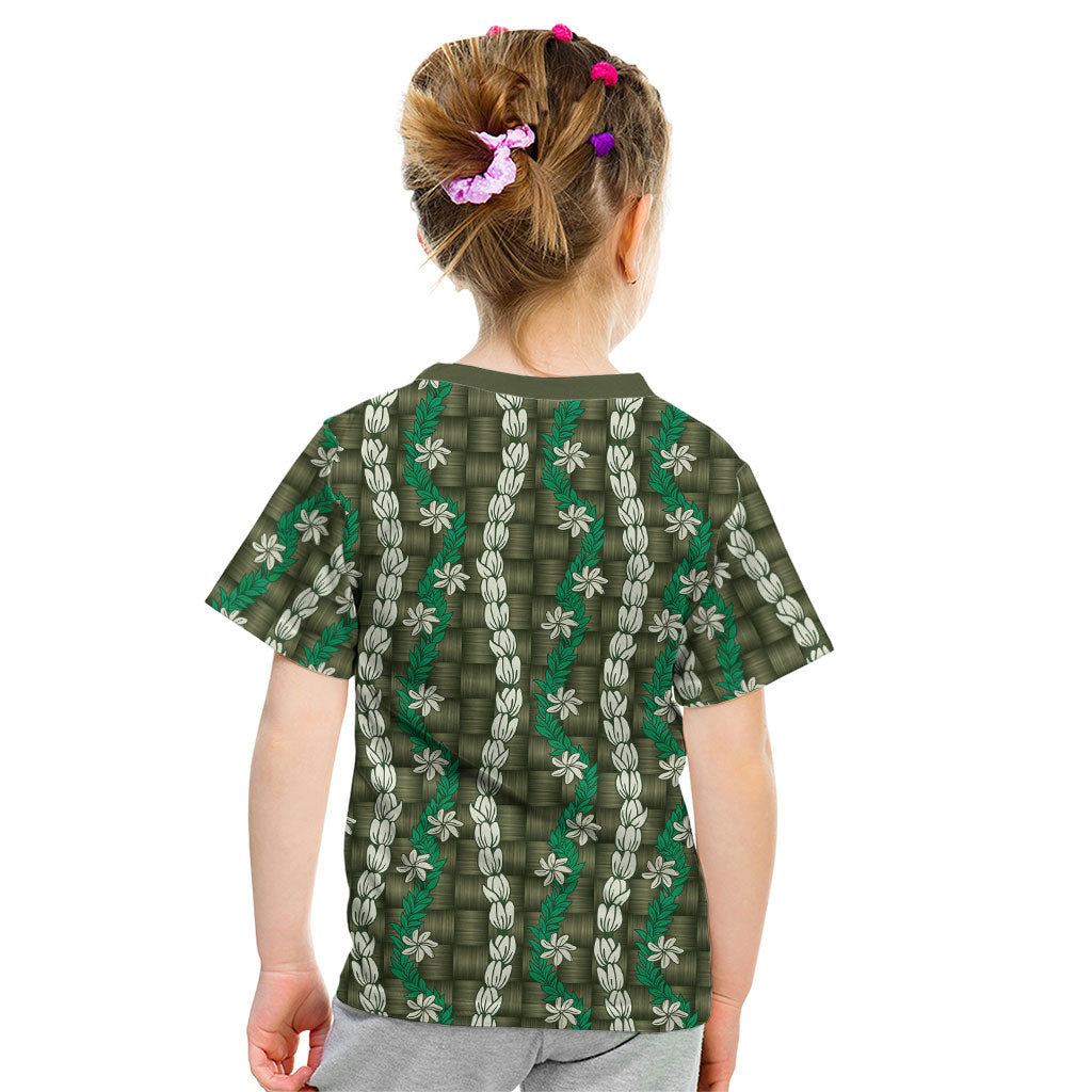 Pikake Maile Tiare Lei Kid T Shirt Omaomao Lauhala Pattern