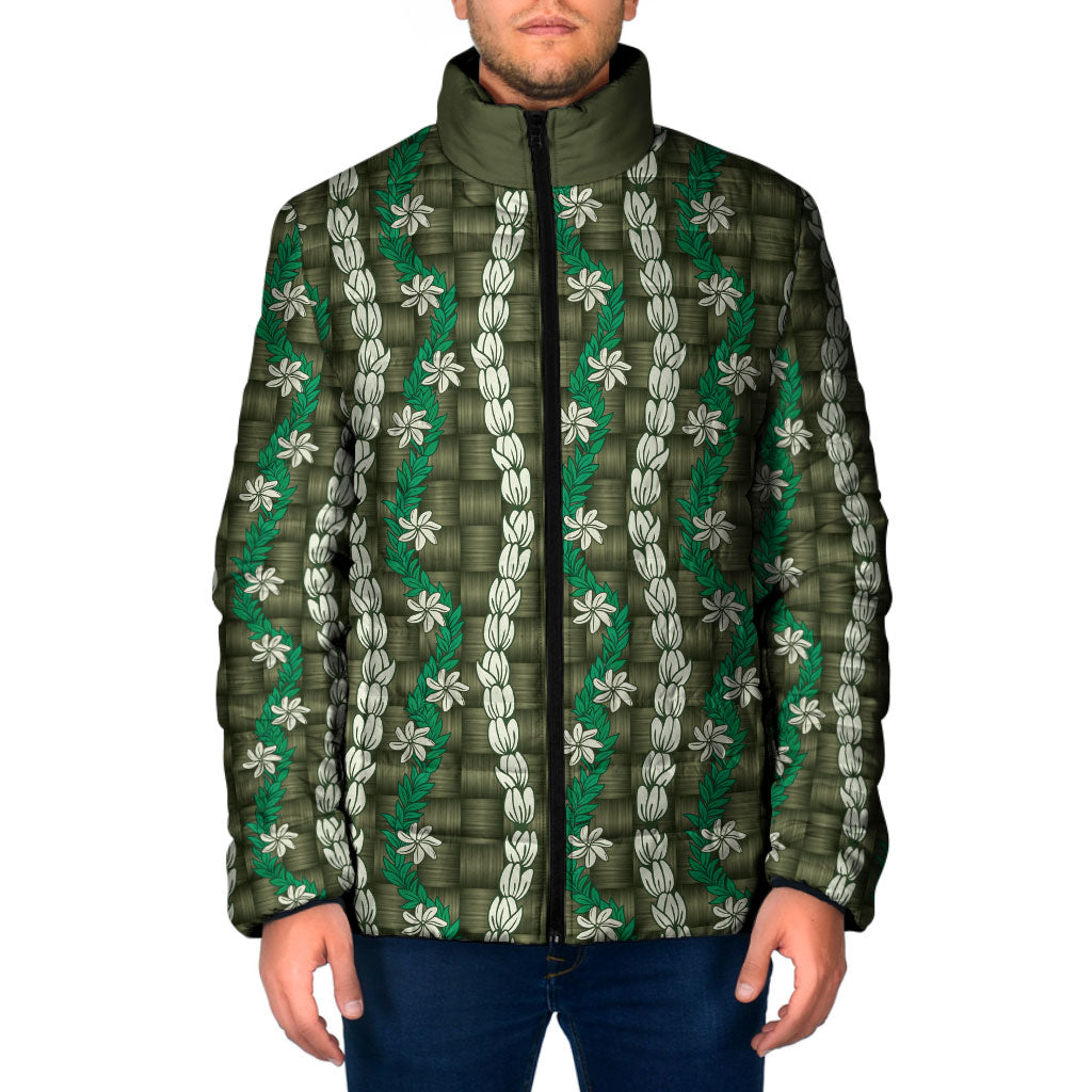 Pikake Maile Tiare Lei Padded Jacket Omaomao Lauhala Pattern