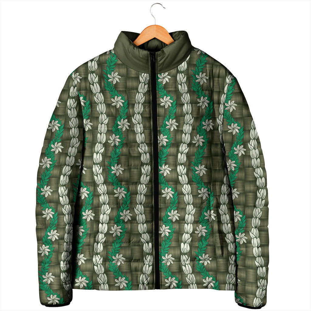 Pikake Maile Tiare Lei Padded Jacket Omaomao Lauhala Pattern