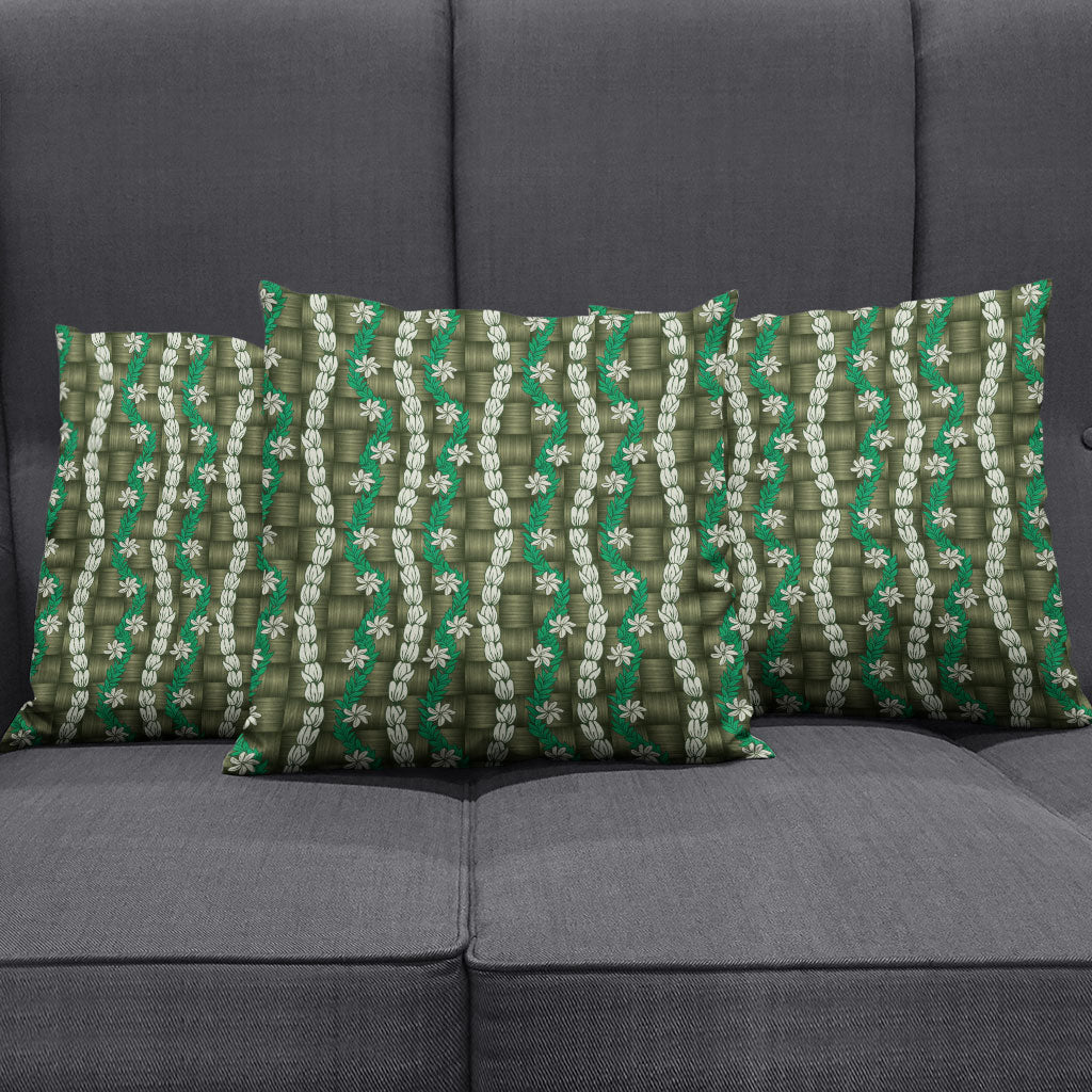Pikake Maile Tiare Lei Pillow Cover Omaomao Lauhala Pattern