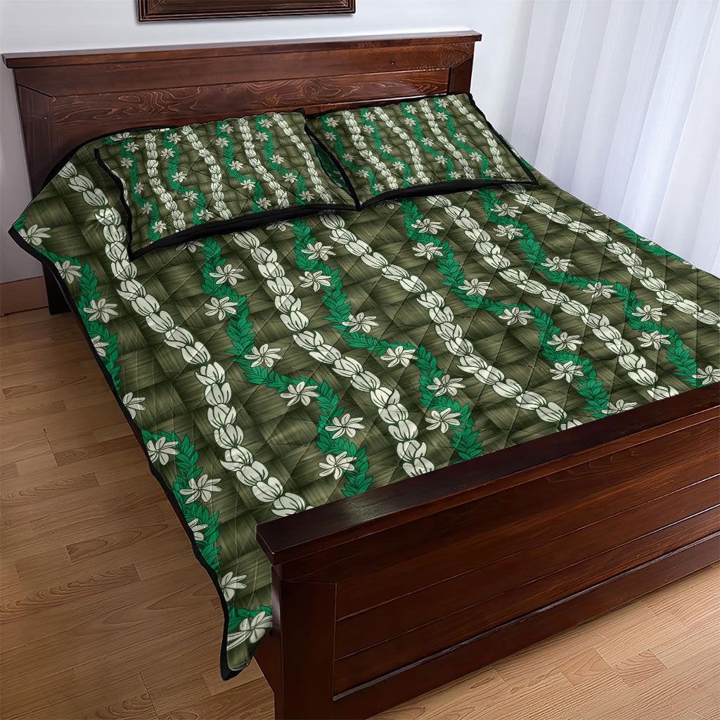 Pikake Maile Tiare Lei Quilt Bed Set Omaomao Lauhala Pattern