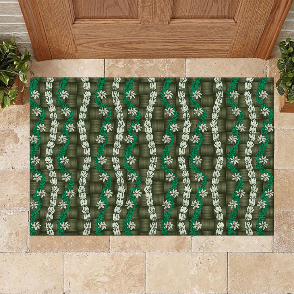 Pikake Maile Tiare Lei Rubber Doormat Omaomao Lauhala Pattern