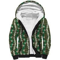 Pikake Maile Tiare Lei Sherpa Hoodie Omaomao Lauhala Pattern