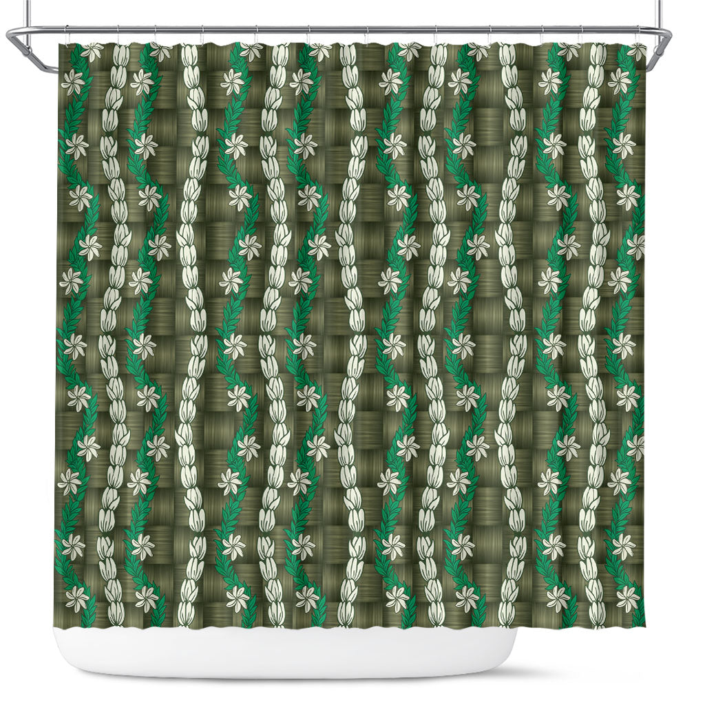 Pikake Maile Tiare Lei Shower Curtain Omaomao Lauhala Pattern