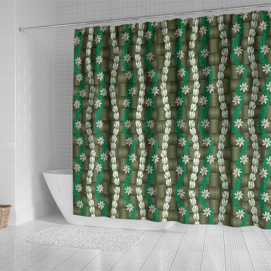 Pikake Maile Tiare Lei Shower Curtain Omaomao Lauhala Pattern