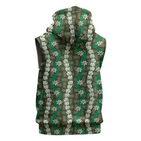 Pikake Maile Tiare Lei Sleeveless Hoodie Omaomao Lauhala Pattern