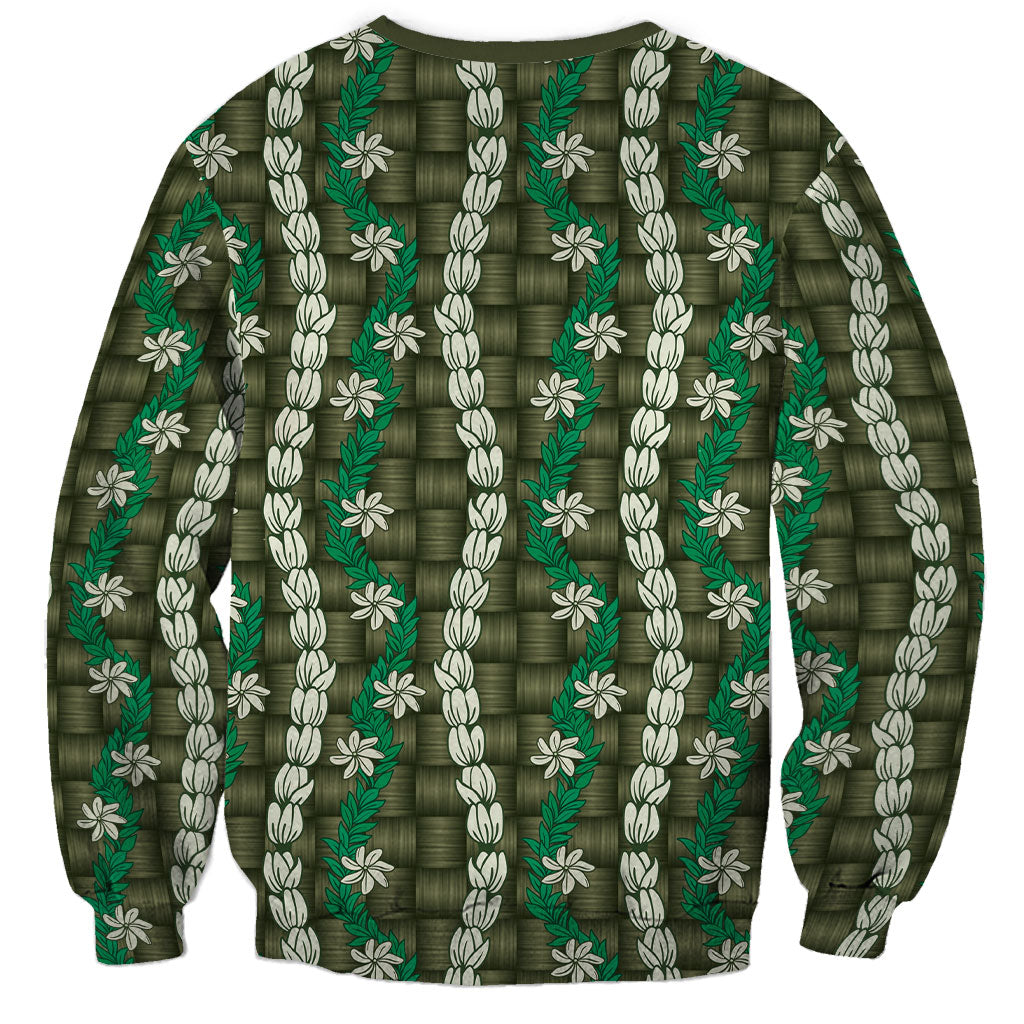 Pikake Maile Tiare Lei Sweatshirt Omaomao Lauhala Pattern