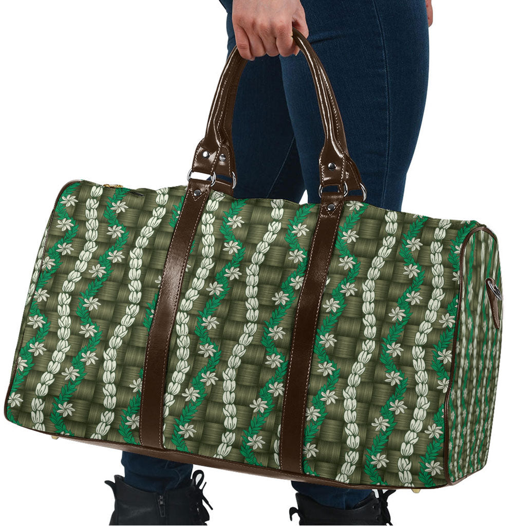 Pikake Maile Tiare Lei Travel Bag Omaomao Lauhala Pattern