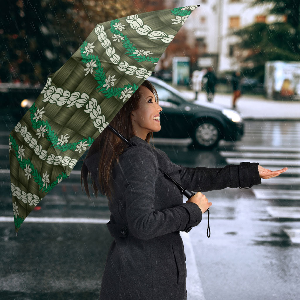 Pikake Maile Tiare Lei Umbrella Omaomao Lauhala Pattern