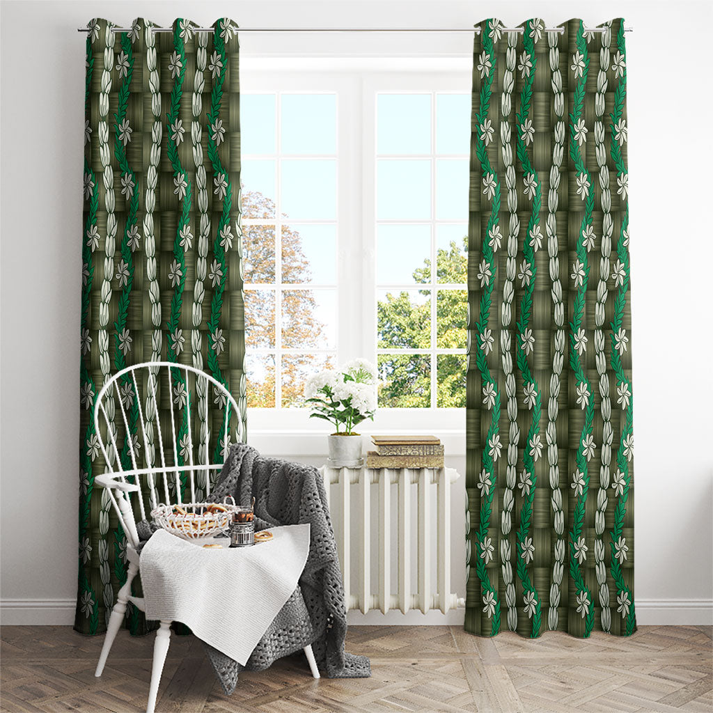 Pikake Maile Tiare Lei Window Curtain Omaomao Lauhala Pattern