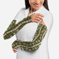 Pikake Maile Tiare Lei Arm Sleeves Natural Lauhala Pattern