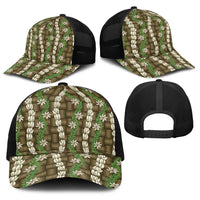Pikake Maile Tiare Lei Baseball Net Cap Natural Lauhala Pattern